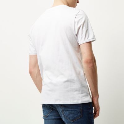 White textured chest pocket t-shirt